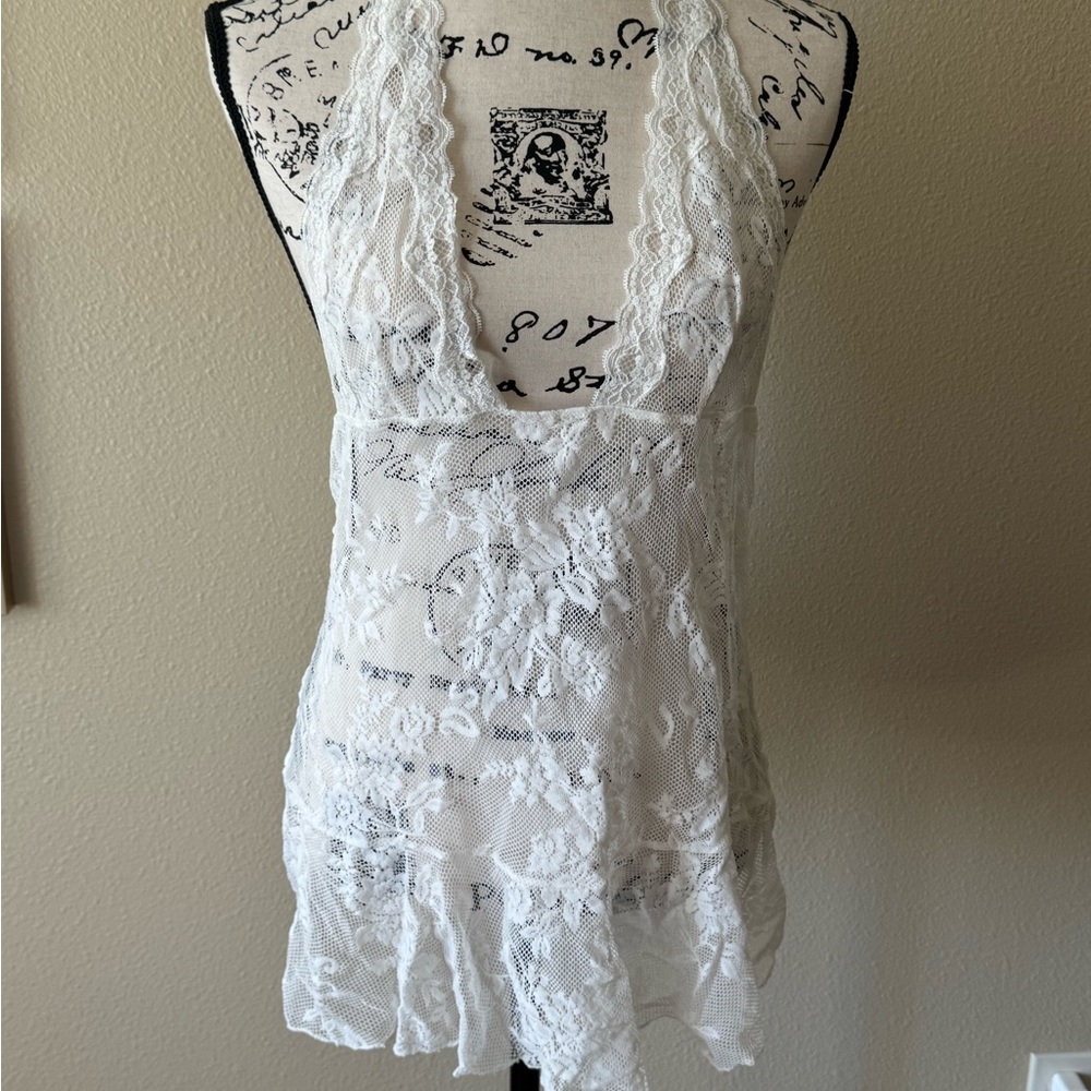 Victoria’s Secret White Lace Halter Top dress lingerie